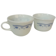 Pyrex Morning Blue Flower Milk Glass Cup 17 And Bowl 26 Vintage Nice - $18.40