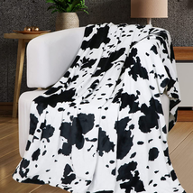 Lightweight Cow Print Blanket Plush Fleece Fuzzy Cute Cow Printed Throw Blanket  - £11.43 GBP