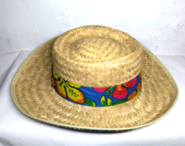 &quot;Classic&quot; Straw Sun Hat/ Floral Band Hawaiian/Panama - Unique! FAST SHIP! - £19.02 GBP