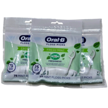 3 Packs Oral-B Floss Picks Fresh Mint Scope Freshness 75 Pc Freshen Breath  - £17.95 GBP