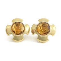 Authenticity Guarantee 
Vintage 1960s Citrine Geometric Drop Stud Earrings 18... - £1,247.03 GBP