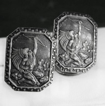 STUNNING Art DECO sterling cufflinks Vintage SIGNED s. Diaz Indian warri... - £294.98 GBP