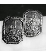 STUNNING Art DECO sterling cufflinks Vintage SIGNED s. Diaz Indian warri... - £300.48 GBP