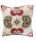 Hines Oxford Embroidered Nordic Hearts 13x13&quot; Tapestry Cushion Pillow Ma... - £68.09 GBP