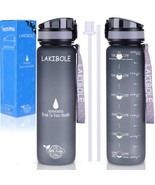 LAKIBOLE 32 oz Straw Water Bottle BPA Free with Time Marker, Gym Water B... - £22.34 GBP