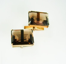 Sterling Smoky Topaz Cufflinks 30ct faceted stones gold over silver cuff... - $225.00