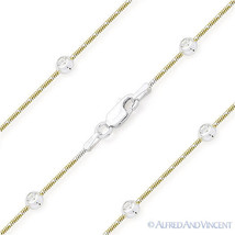 Moon Cut Ball Bead Snake Link 925 Sterling Silver 14k Yellow Gold Chain Necklace - £33.25 GBP+