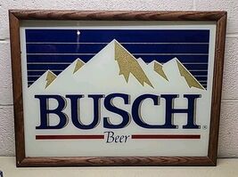 VINTAGE BUSCH BEER BAR MIRROR MAN CAVE ADVERTISING 24x18&quot; - $98.55 CAD