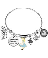 Graduation Bracelet Alice in Wonderland Quote Bangle Silver Stainless St... - $24.95