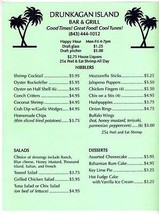 Drunkagan Island Bar &amp; Grill Restaurant Menu Myrtle Beach South Carolina  - £177.73 GBP