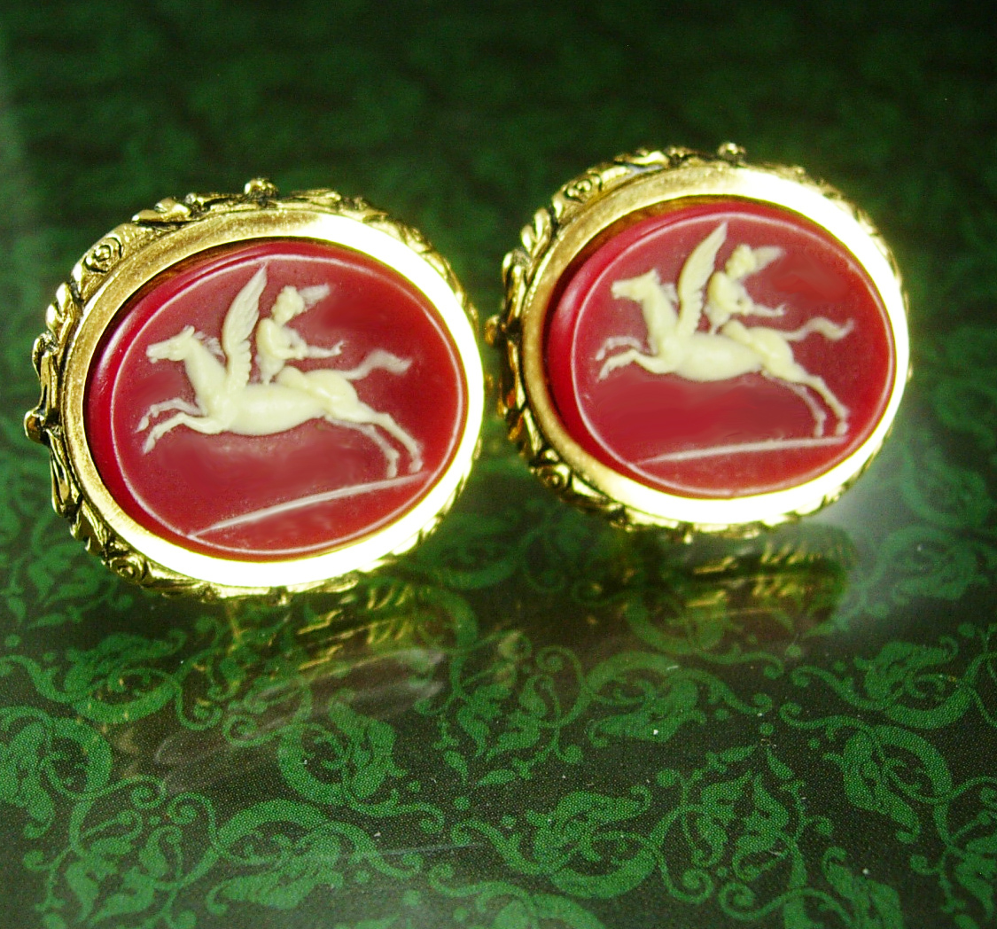 Primary image for Museum Cufflinks Pegasus Vintage Cupid Mythical Winged Horse Collectors Designer