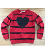 Epic Threads Toddler Girls 3T Red Black Striped Pullover Sweater Sequin ... - £15.72 GBP