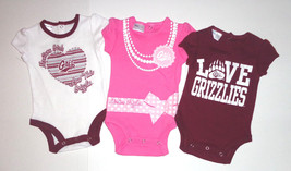 UNIVERSITY OF MONTANA GRIZZLES  INFANT Girls PRO EDGE Bodysuit 3 Piece NWT - £7.64 GBP