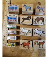 Rubber Stamps Horse Lot Equestrian 8 Horses 1 Gate 2 Barns 1 Trophy 2 Jumps - £14.32 GBP