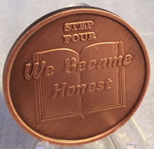 Step 4 Copper Twelve Step Medallion AA NA Recovery 12 Steps Serenity Prayer - £1.40 GBP