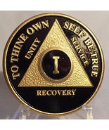 Black &amp; Gold Plated Any Year AA Chip Alcoholics Anonymous Medallion Coin... - £13.58 GBP