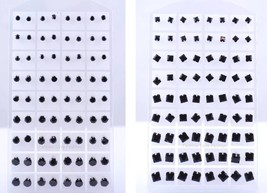 WHOLESALE 36 PAIRS Black ROUND or SQUARE Pierced CZ STUD EARRINGS for Me... - £22.11 GBP