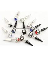 1 PAIR PIERCED STAINLESS STEEL DIAMANTE STUD EARRINGS Men Women - €1,97 EUR