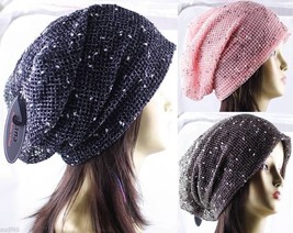 1 Pack Women&#39;s Long Net with Multi-Colored Knots Light Beanie Hat Slouch... - £6.28 GBP