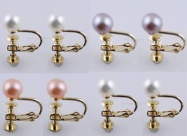 1 Pair Goldtone Screw Back FreshWater Pearl Studs,Earrings:Cream,Pink,Or Purple - £4.98 GBP+