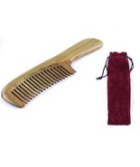 Natural Green Sandal Wood Hair Pocket, Handle Comb Massage Travel Comb - £9.42 GBP