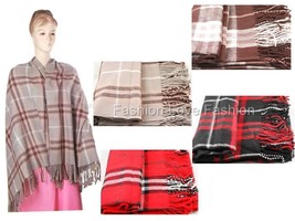 #3658 Women&#39;s Sweater Poncho Cape Shawl Acrylic Multiple-Color Geometric Prints - £6.28 GBP