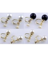 1 Pair Goldtone Screw Back Faux Pearl Round Stud Earrings White,Off Whit... - £3.92 GBP