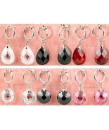 1 PAIR CLIP-ON CZ Cubic Zirconia DANGLE EARRINGS ROUND,HEART,7 COLORS - $11.00 CAD