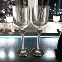Mikasa Moonlight Frost Wine Glass Set Of 2 Crystal Water Goblet Clear Fr... - $44.53