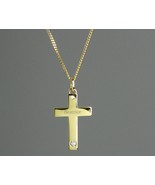 Personalised 9ct Gold Cross with Sterling Silver Heart & CZ Necklace, Christenin - £33.81 GBP