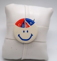 Vtg CSEA Smiley Face W/ Rainbow Beanie Button Pin 1&quot; Unusual Flair - $8.00