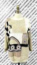 Bonnie &amp; Bill Vintage 1980’s Cotton Blend Rag Sweater M Natural Applique - £39.98 GBP