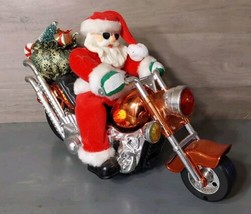 Motorcycle Santa Claus Motion and Singing Working Animated 14.5x10 - £25.85 GBP