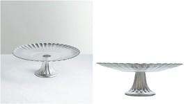 12&quot; Round Glass Cake Stand Wavy Edge Cupcake Holder Party Decor Clear Si... - £67.30 GBP