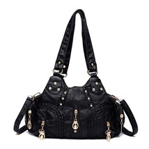 Retro Weave Pattern Soft Leather Female Shoulder Messenger Bag Large Capacity Mu - £27.82 GBP