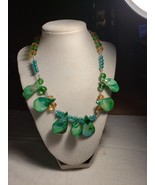 13-23 In Abalone Hand Beaded Necklace Green And Yellow - £26.66 GBP