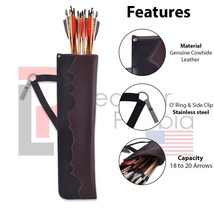 Archery Handmade Arrow Quivers Genuine Cowhide Brown Leather Quiver for Hunting - £33.49 GBP