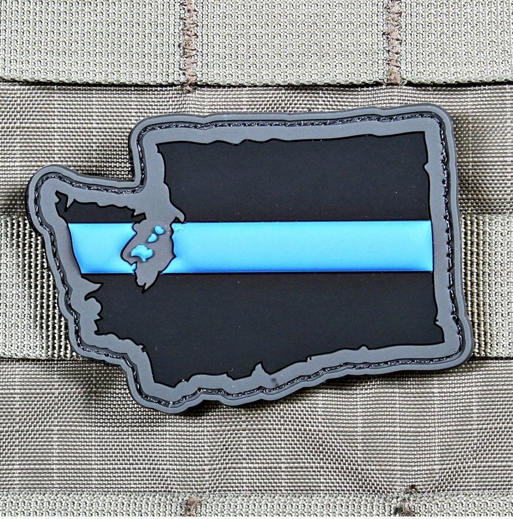 VLMS Thin Blue Line Washington State PVC Morale Patch Police LEO SWAT WA... - $10.18