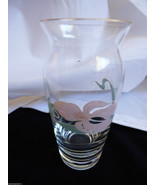 Vintage Czech Bohemian crystal clear glass bud vase pink orchard pattern... - £19.78 GBP