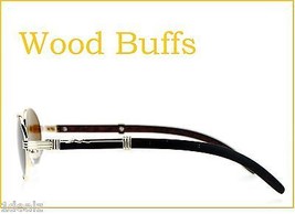 New Oval Wood Buffs Unisex Sunglasses UV400 Lenses and light Gold frame ... - $548.44 MXN