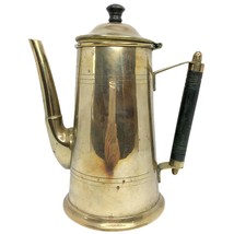 Vintage MCM Brass Coffee Pot Tea Large Server Pitcher Black Handle Hinge... - $53.45