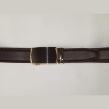 Mens VALENTINI Leather Track Belt Adjustable Removable Buckle RT036 Brown image 3