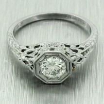 Filigree Engagement Ring 1.50Ct Round Cut White Moissanite 14k White Gold Size 9 - £226.26 GBP