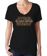 New Star Wars The Force Awakens Logo Women&#39;s V-Neck T-Shirt Size XS - 2XL - $378.38 MXN