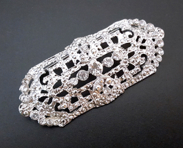 1 pc Clear White Rhinestone Brooch Pin 3&quot; width best for Sash Buckle B156 - £5.58 GBP