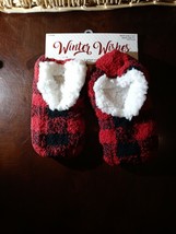 Winter Wishes Slipper Buffalo Plaid Sock Size 6-8.5 - £8.45 GBP