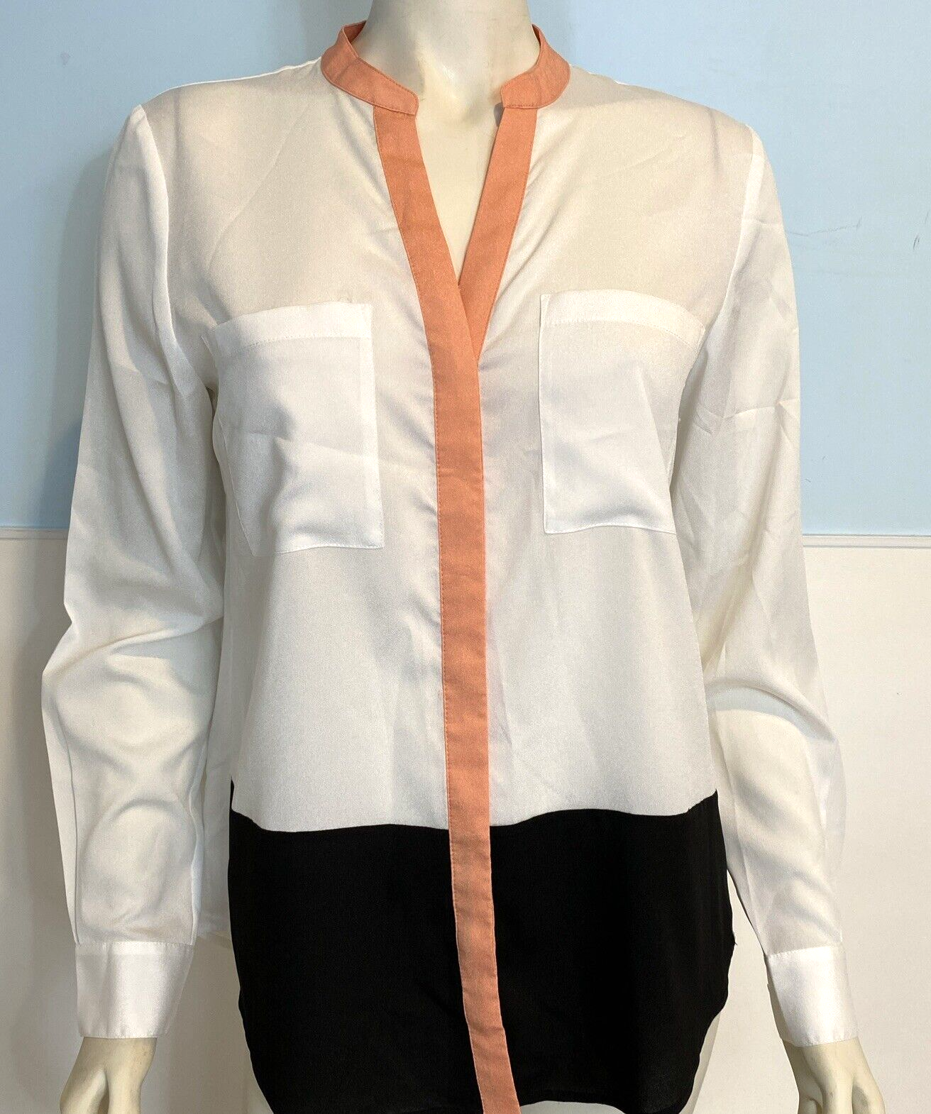 Primary image for Ivanka Trump Women's Button Up Blouse White Color Block Medium
