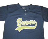 Milwaukee Brewers adult large L screen print jersey style blue shirt top... - $10.29