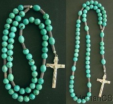 Catholic Rosary Prayer Beads Turquoise &amp; Sterling Silver  - $183.15