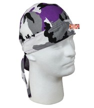 Purple Gray Camo Camouflage Fitted Tied Bandana Head Wrap Skull Cap Doo Do Rag - £7.16 GBP